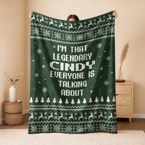 Legendary Your Name Funny Green Christmas Fleece Blanket CINDY 13K1 BK43