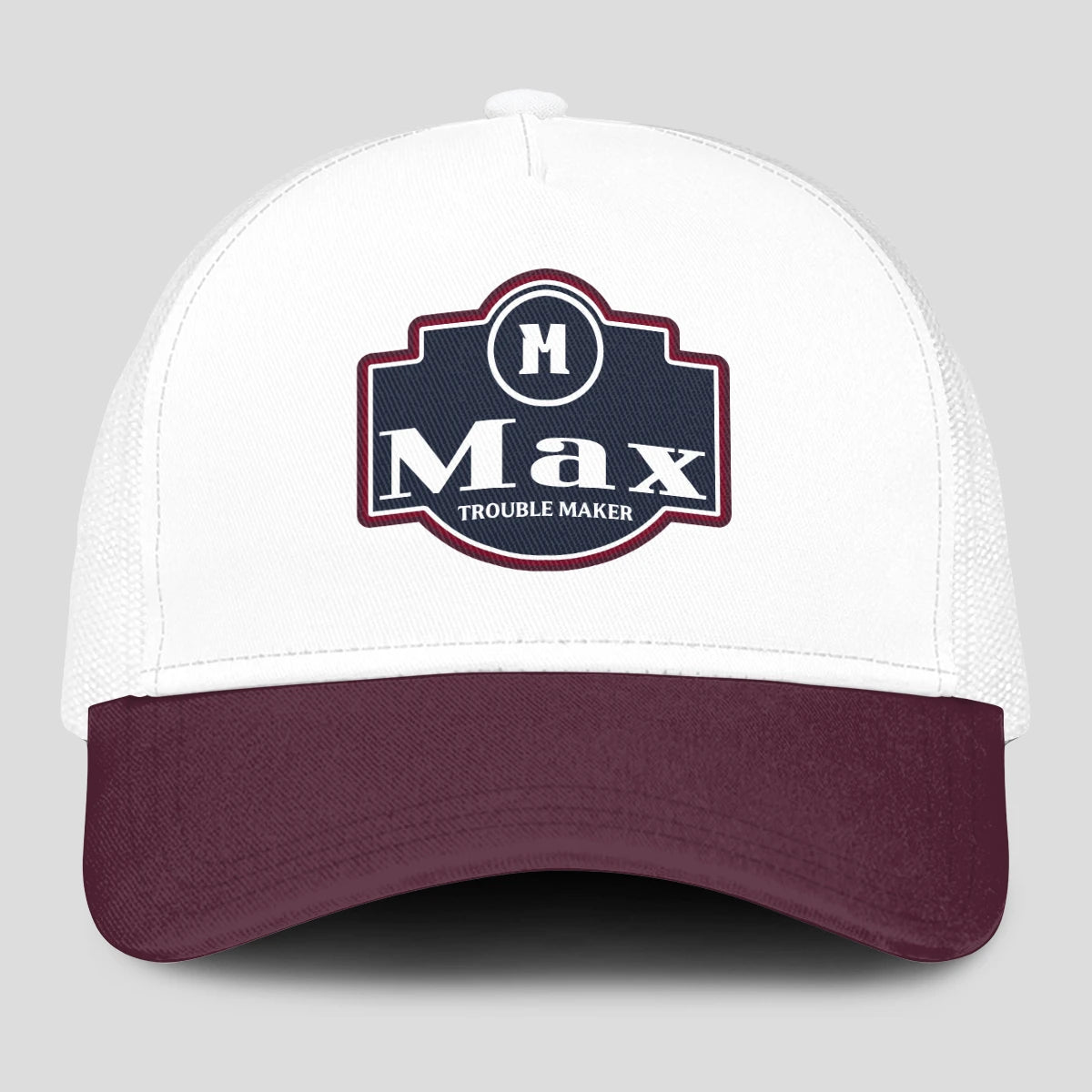Trouble Maker Burgundy And White Funny Mesh Cap MAX 13K1 C201PF