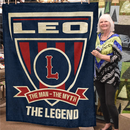 The Man The Myth The Legend Blue Burgundy Baseball Blanket LEO 13K1 BK18