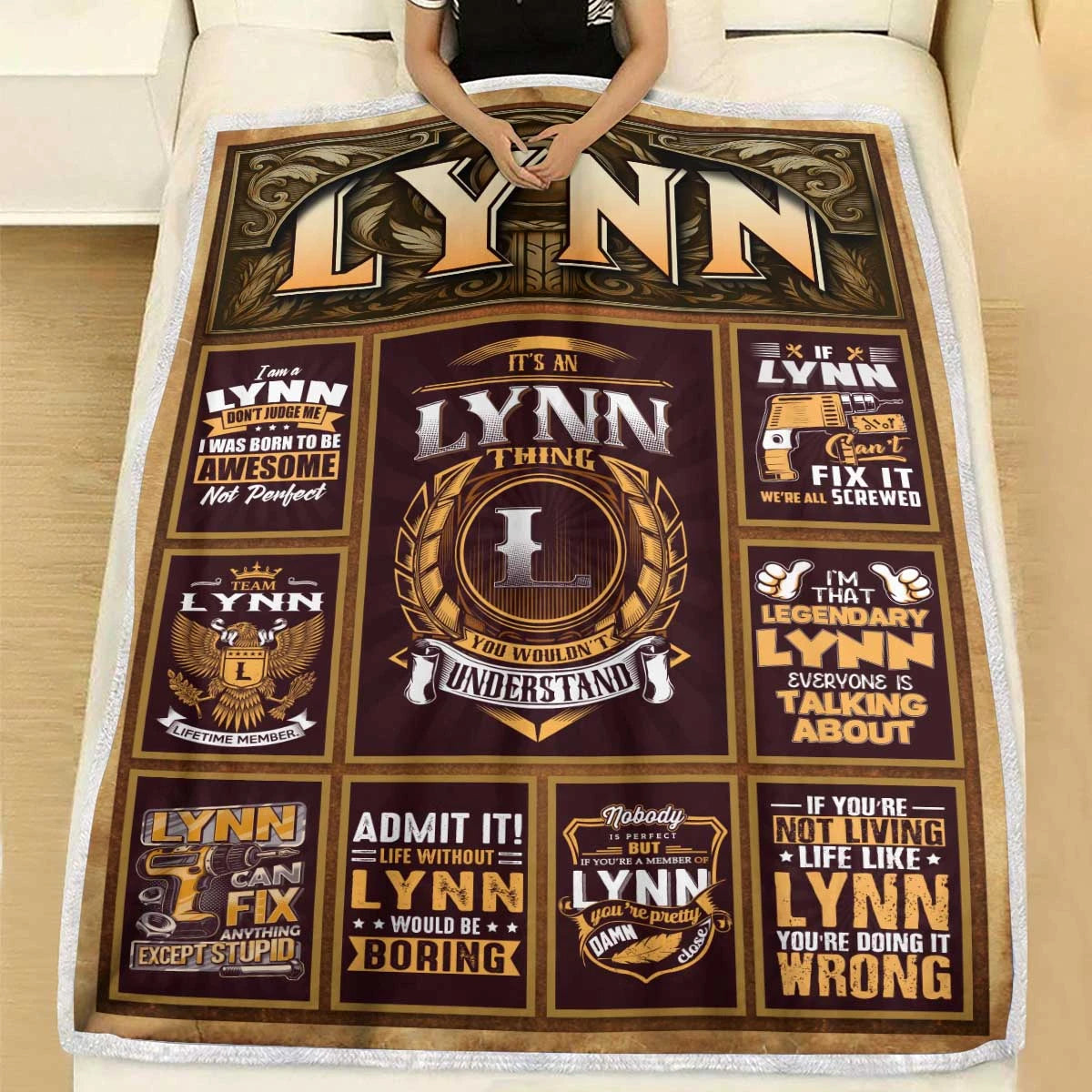 LYNN Personalized Blanket | Custom Name Cozy Throw Gift 13K1-BK4
