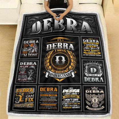 DEBRA Personalized Blanket | Custom Name Cozy Throw Gift 13K1-BK2
