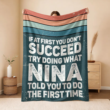 If At First You Don’t Succeed Retro Green Fleece Blanket NINA 13K1 BK29