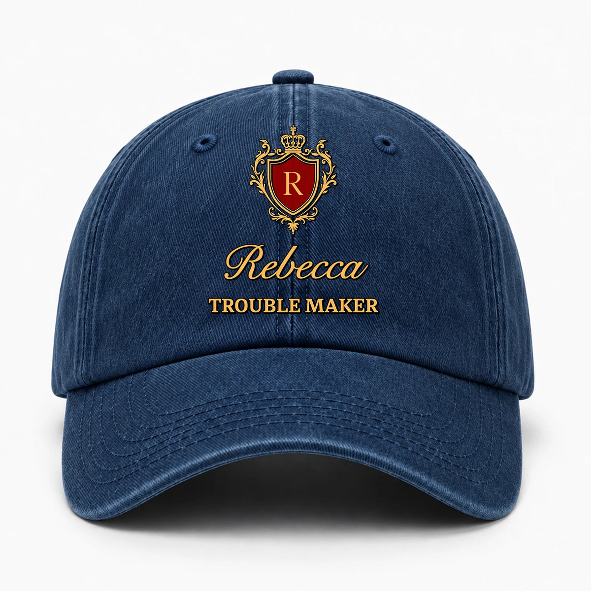 Your Name Trouble Maker Funny Blue Washed Cap REBECCA 13K1 C153PF