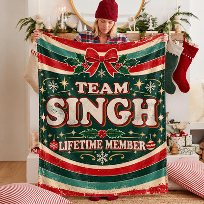 Team Your Name Lifetime Member Christmas Fleece Blanket SINGH 13K1 BK52