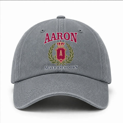 Your Name Never Back Down Royal Washed Cap AARON 13K1 C77PF