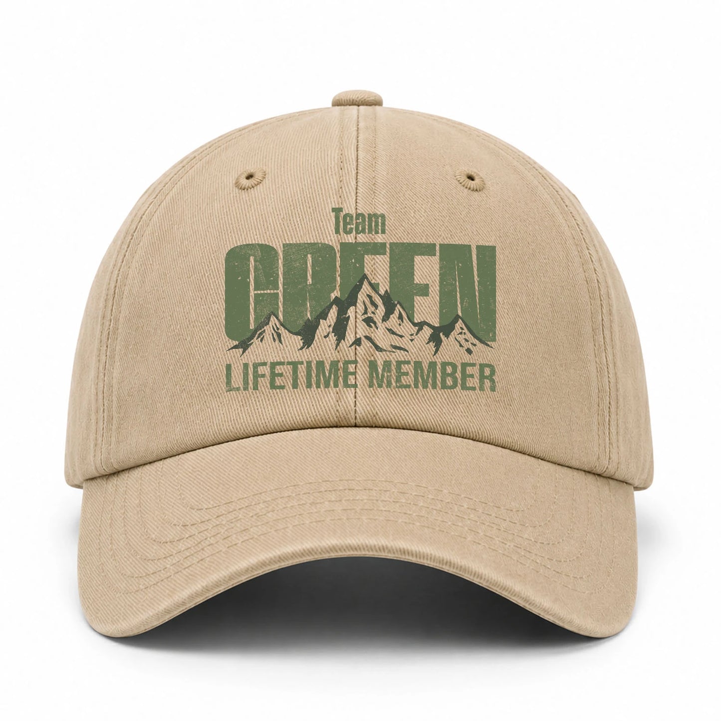 Team Your Name Lifetime Member Mountain Cap GREEN 13K1 C58PF