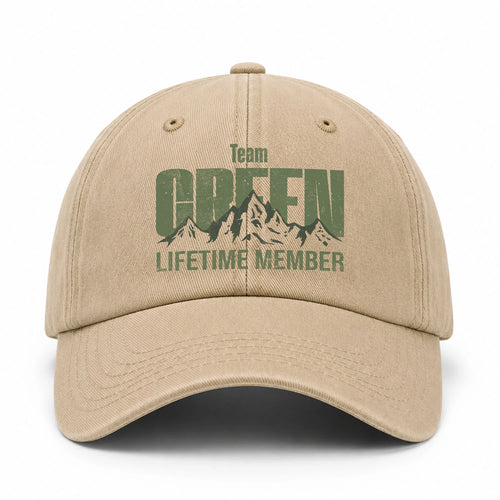 Team Your Name Lifetime Member Mountain Cap GREEN 13K1 C58PF