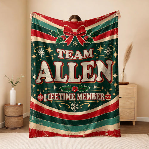 Team Your Name Lifetime Member Christmas Fleece Blanket ALLEN 13K1 BK52