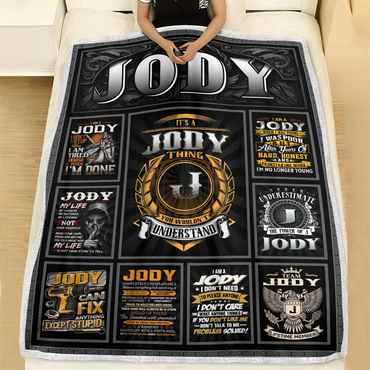 JODY Personalized Blanket | Custom Name Cozy Throw Gift 13K3-BK2