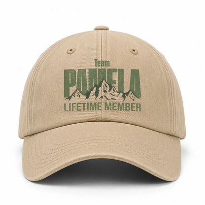 Team Your Name Lifetime Member Mountain Cap PAMELA 13K1 C58PF