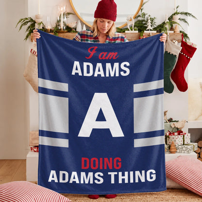 I'm Name Doing Name Things Navy Fleece Blanket ADAMS 13K1 BK51