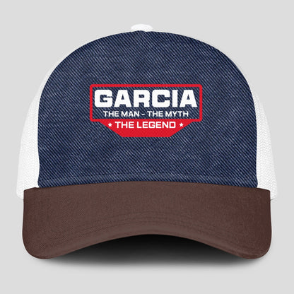 The Man The Myth The Legend Navy Brown And White Mesh Cap GARCIA 13K1 C200PF