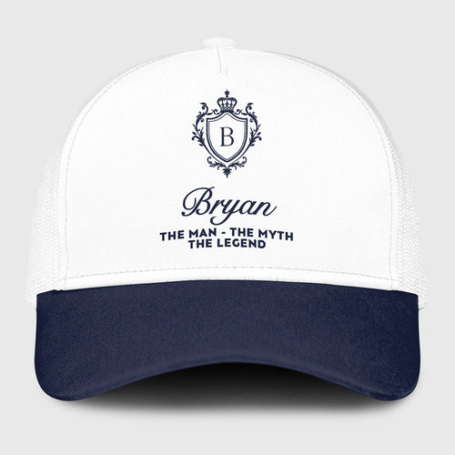 The Man The Myth The Legend Blue And White Baseball Mesh Cap BRYAN 13K1 C186PF