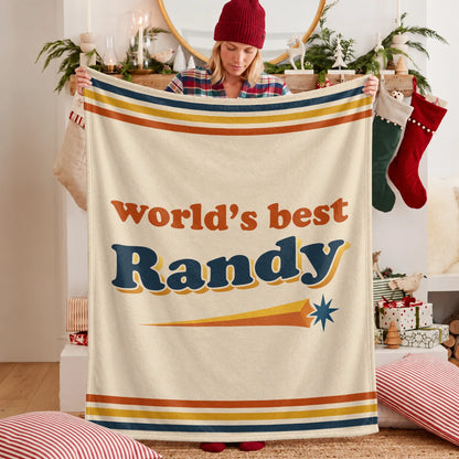 World's Best Your Name Retro Fleece Blanket RANDY 13K1 BK64