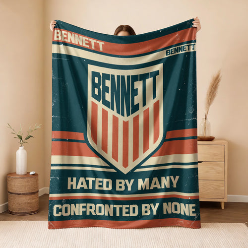 Hated By Many Confronted By None Retro Fleece Blanket BENNETT 13K1 BK58