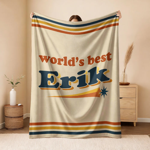 World's Best Your Name Retro Fleece Blanket ERIK 13K1 BK64