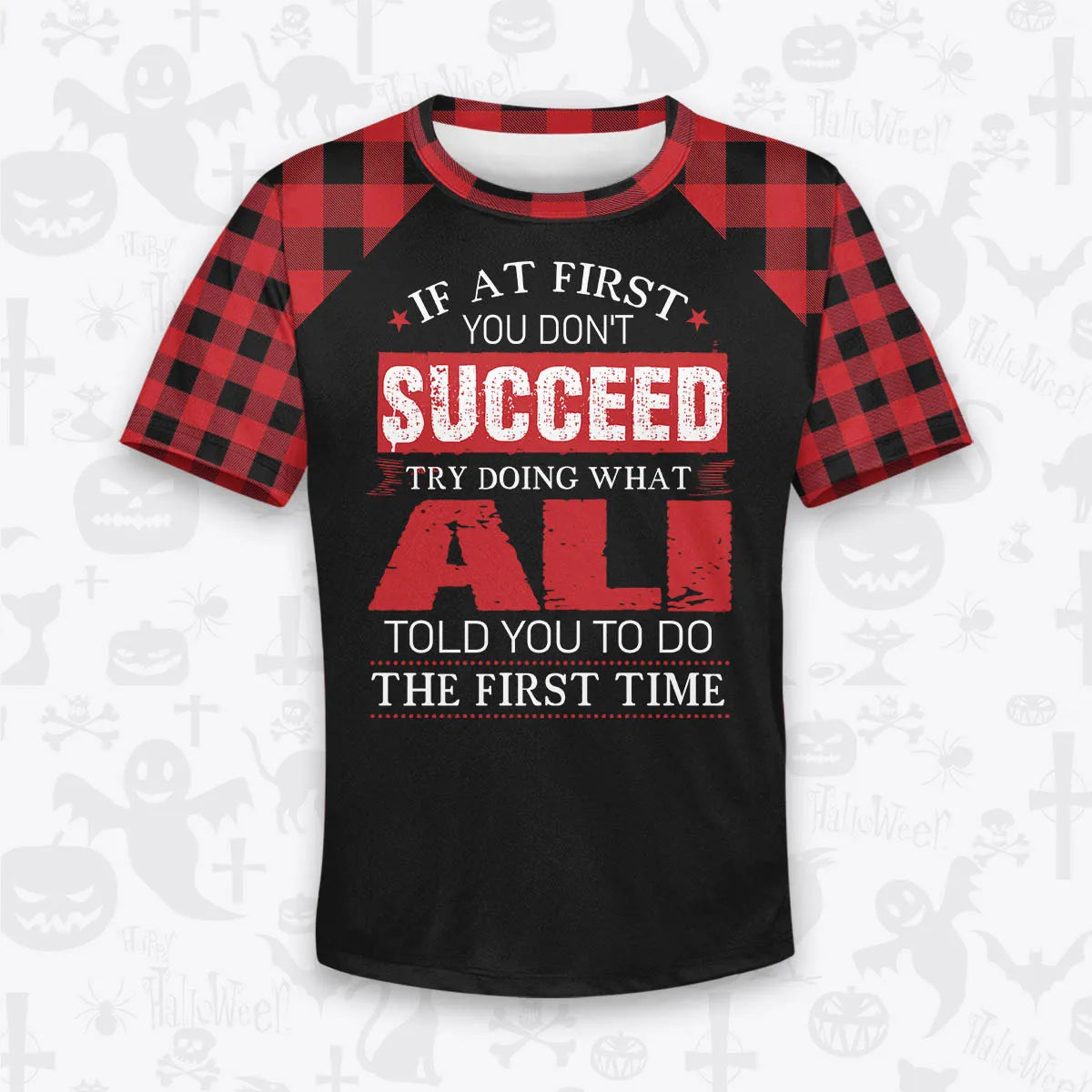 ALI Buffalo Plaid Pajamas Set Tshirt & Pants 13K1-EV2