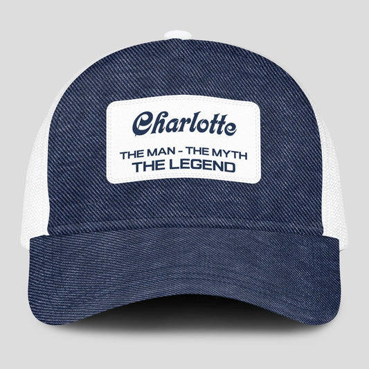 The Man The Myth The Legend Blue Denim Mesh Cap CHARLOTTE 13K1 C194PF