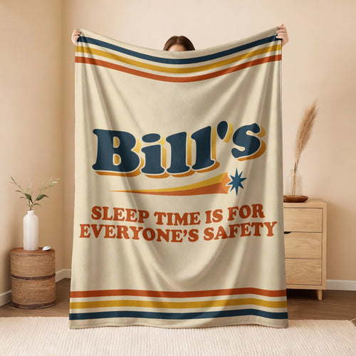 Your Name's Sleep Time Funny Retro Fleece Blanket BILL 13K1 BK67