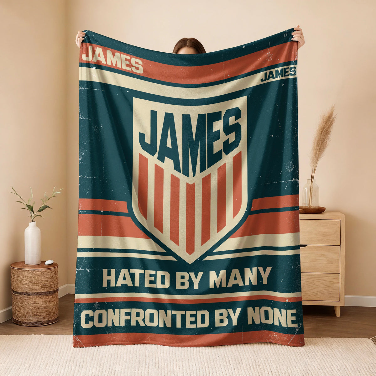 Hated By Many Confronted By None Retro Fleece Blanket JAMES 13K1 BK58