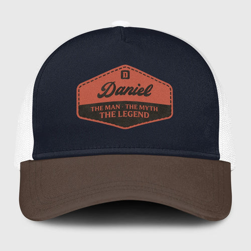 The Man The Myth The Legend Navy And Brown Mesh Cap DANIEL 13K1 C188PF