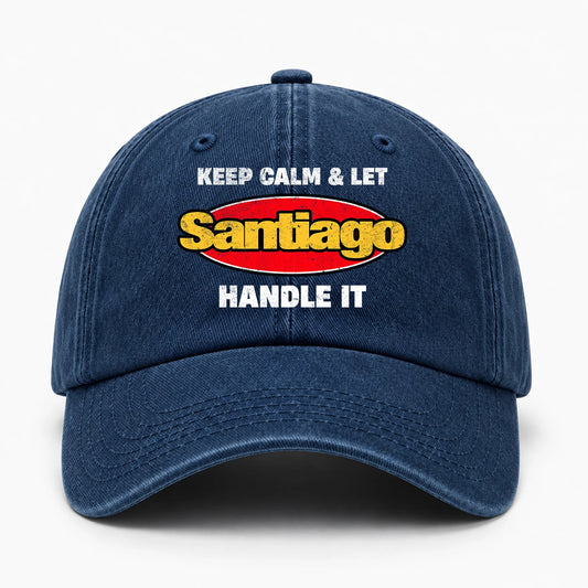 Keep Calm & Let Your Name Handle It Yellow And Red Logo Washed Cap SANTIAGO 13K1 C172PF