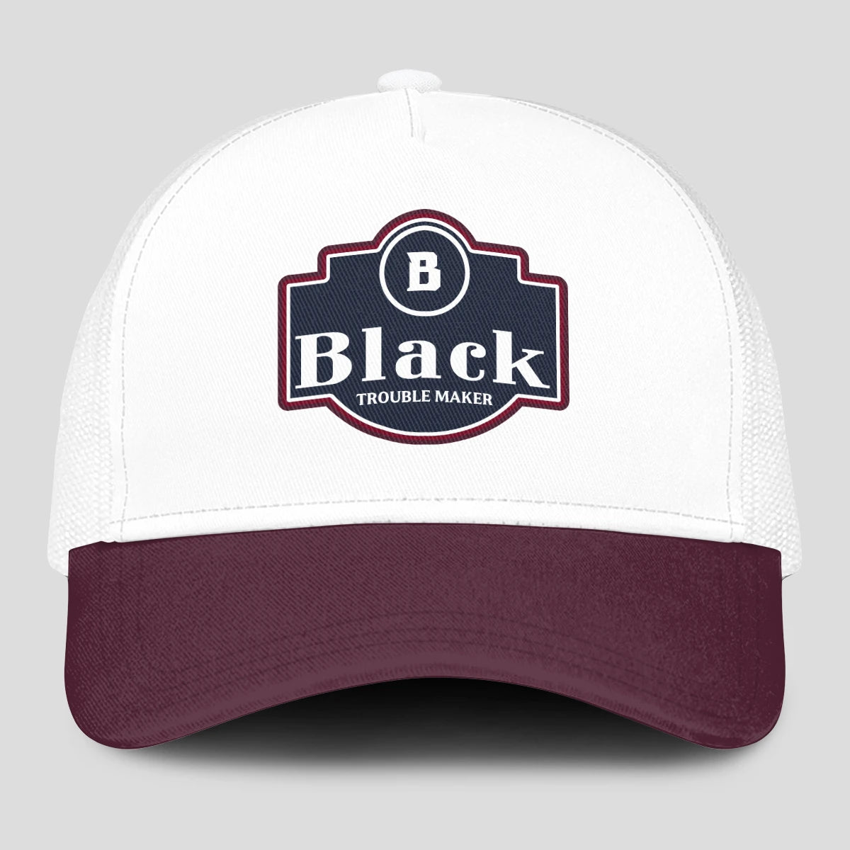 Trouble Maker Burgundy And White Funny Mesh Cap BLACK 13K1 C201PF