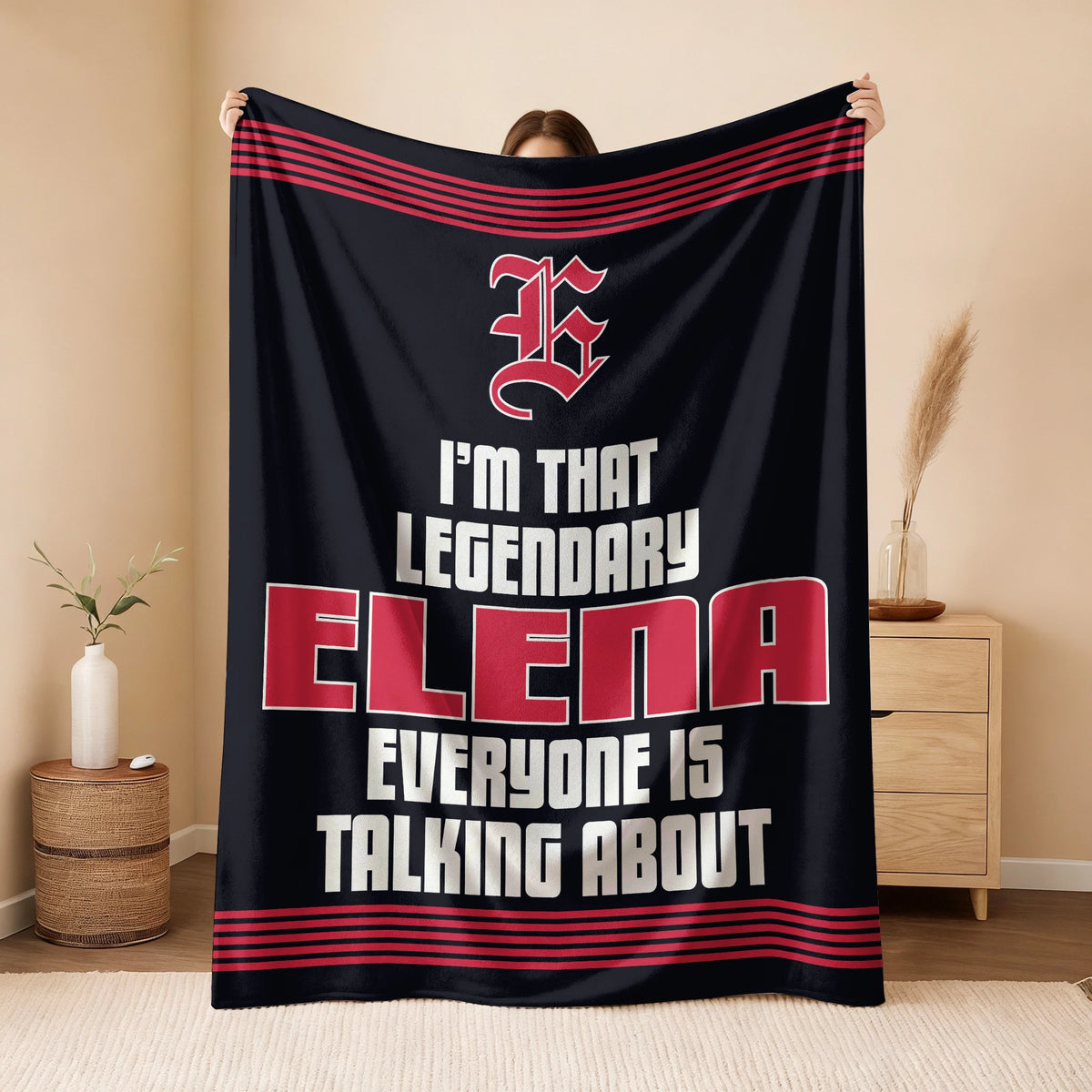 I'm That Legendary Name Dark Red Fleece Blanket ELENA 13K1 BK48