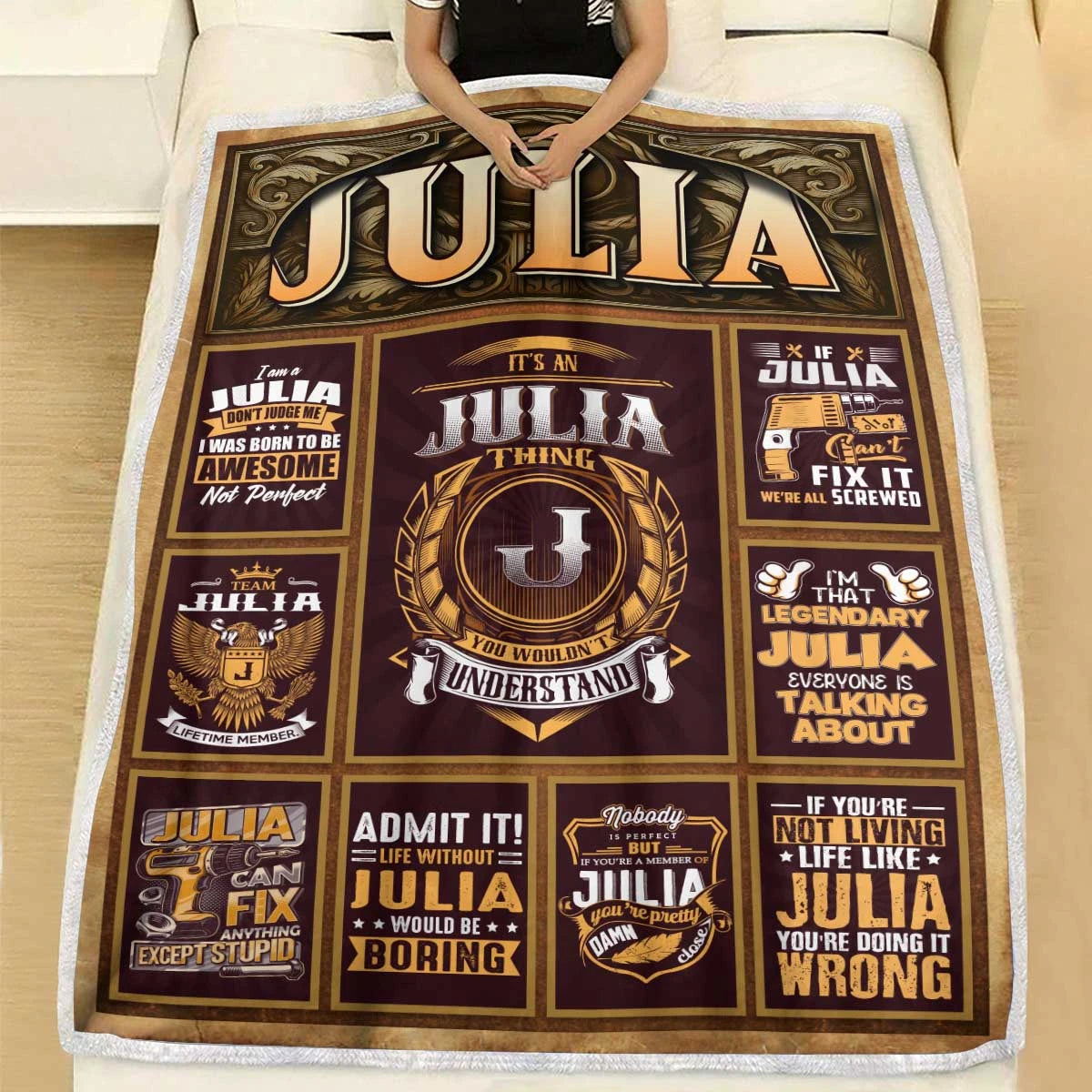JULIA Personalized Blanket | Custom Name Cozy Throw Gift 13K1-BK4