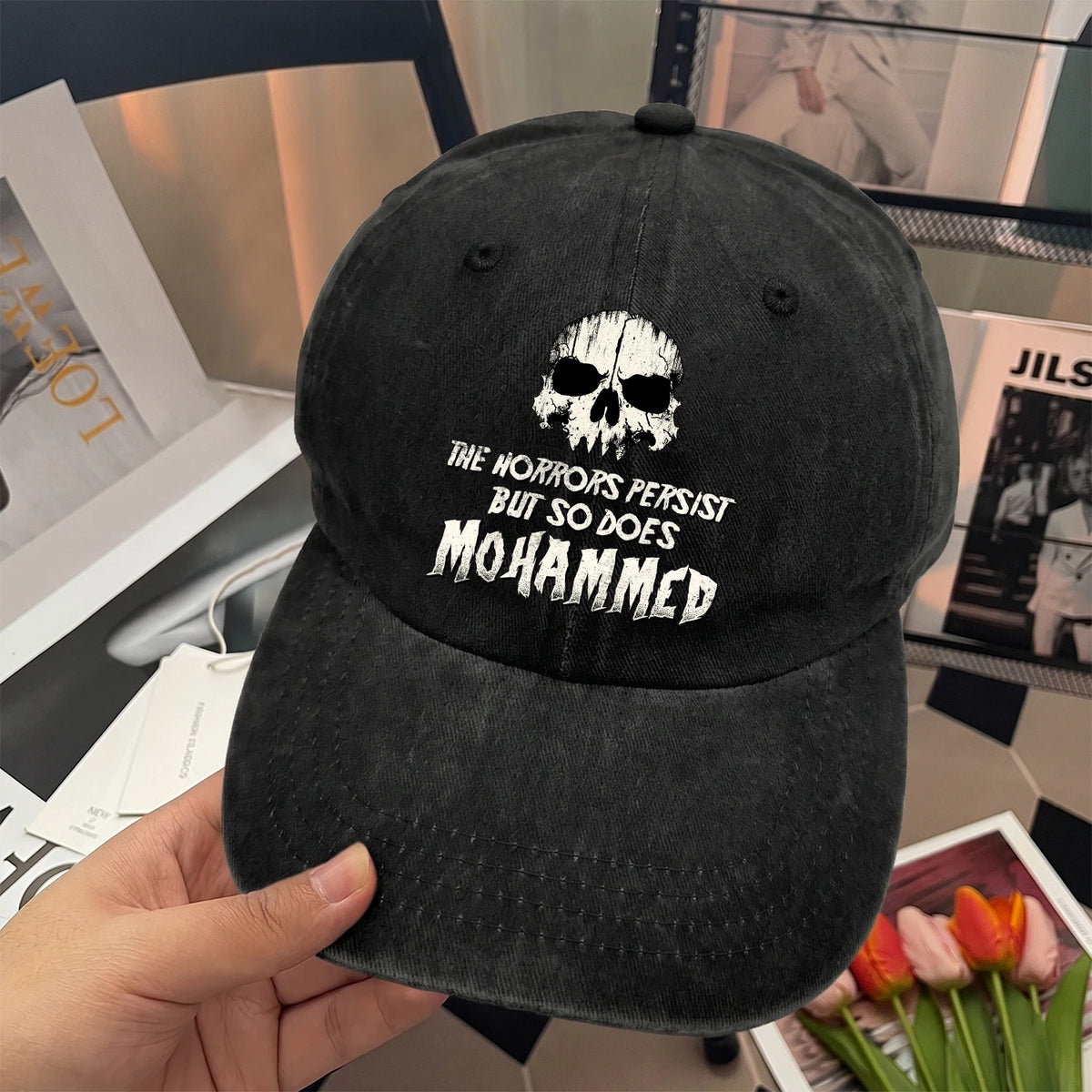 The Horrors Persist But So Does Your Name Cool Skull Washed Cap MOHAMMED 13K1 C134PF