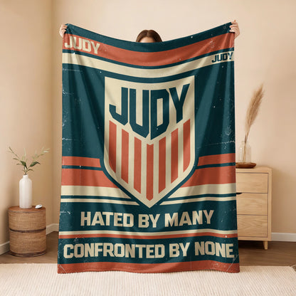 Hated By Many Confronted By None Retro Fleece Blanket JUDY 13K1 BK58