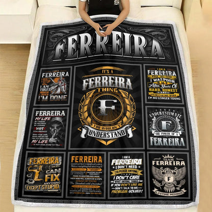 FERREIRA Personalized Blanket | Custom Name Cozy Throw Gift 13K1-BK2