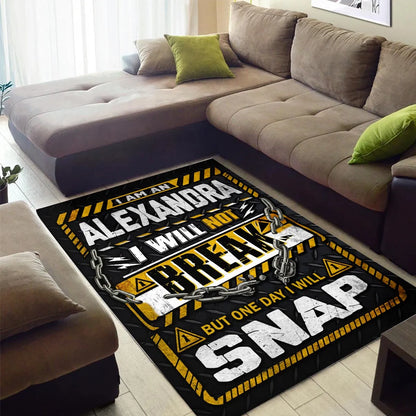 ALEXANDRA Motivational Rug – Black & Yellow Quote Carpet for Living Room 13K1-AR1