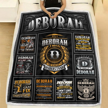 DEBORAH Personalized Blanket | Custom Name Cozy Throw Gift 13K1-BK2
