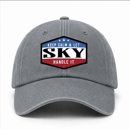 Keep Calm & Let Your Name Handle It Washed Cap SKY 13K1 C87PF