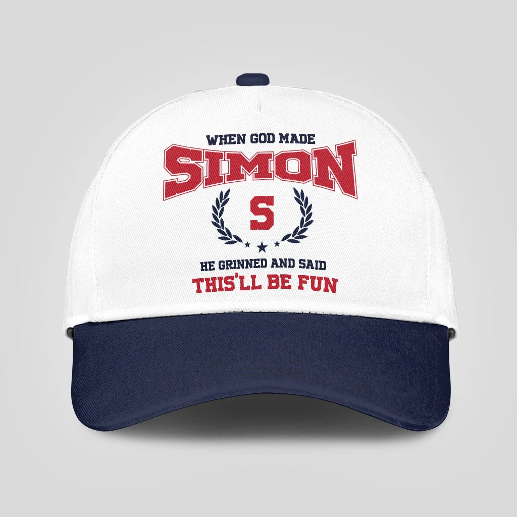 When God Made Your Name He Grinned And Said This'll Be Fun Blue Cap SIMON 13K1 C57PF