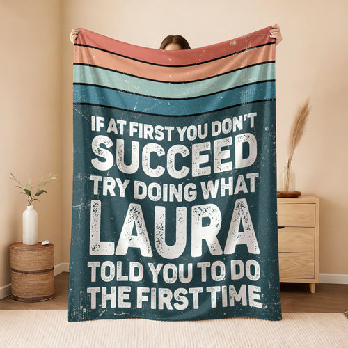 If At First You Don’t Succeed Retro Green Fleece Blanket LAURA 13K1 BK29