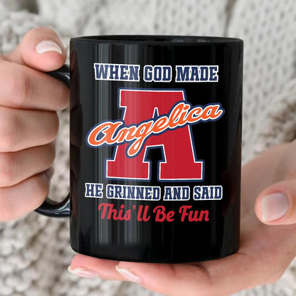 When God Made Your Name Personalized Baseball Mug ANGELICA 13K1 MG07