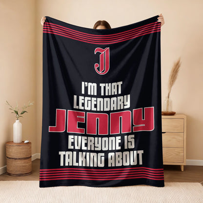 I'm That Legendary Name Dark Red Fleece Blanket JENNY 13K1 BK48