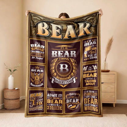 BEAR Personalized Blanket | Custom Name Cozy Throw Gift 13K1-BK4