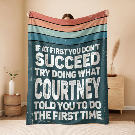 If At First You Don’t Succeed Retro Green Fleece Blanket COURTNEY 13K1 BK29