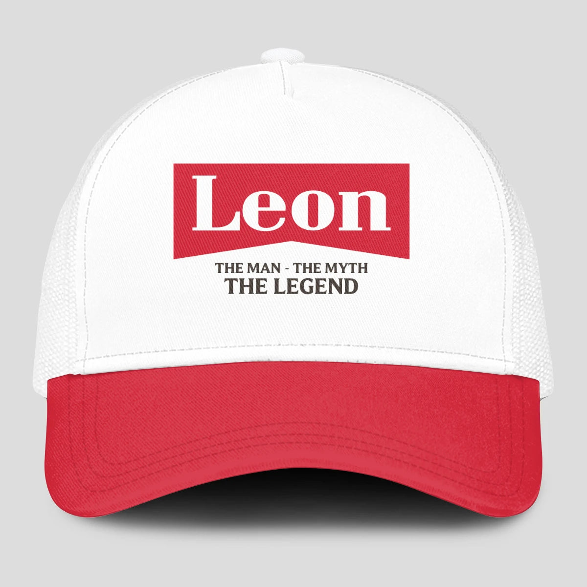 The Man The Myth The Legend Red And White Mesh Cap LEON 13K1 C197PF