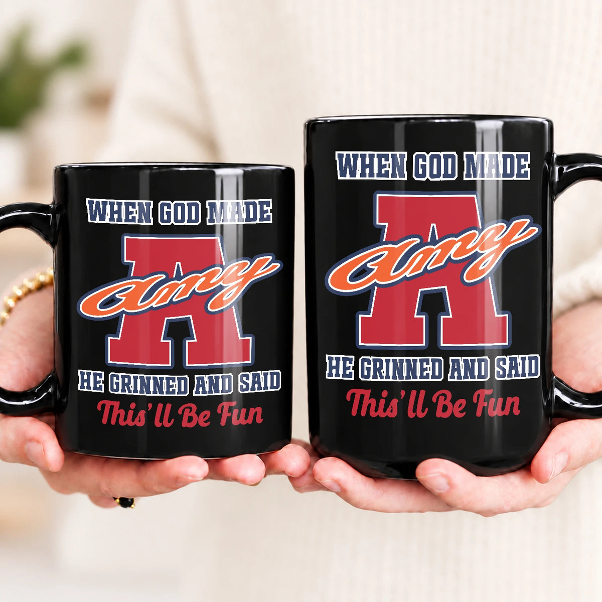 When God Made Your Name Personalized Baseball Mug AMY 13K1 MG07