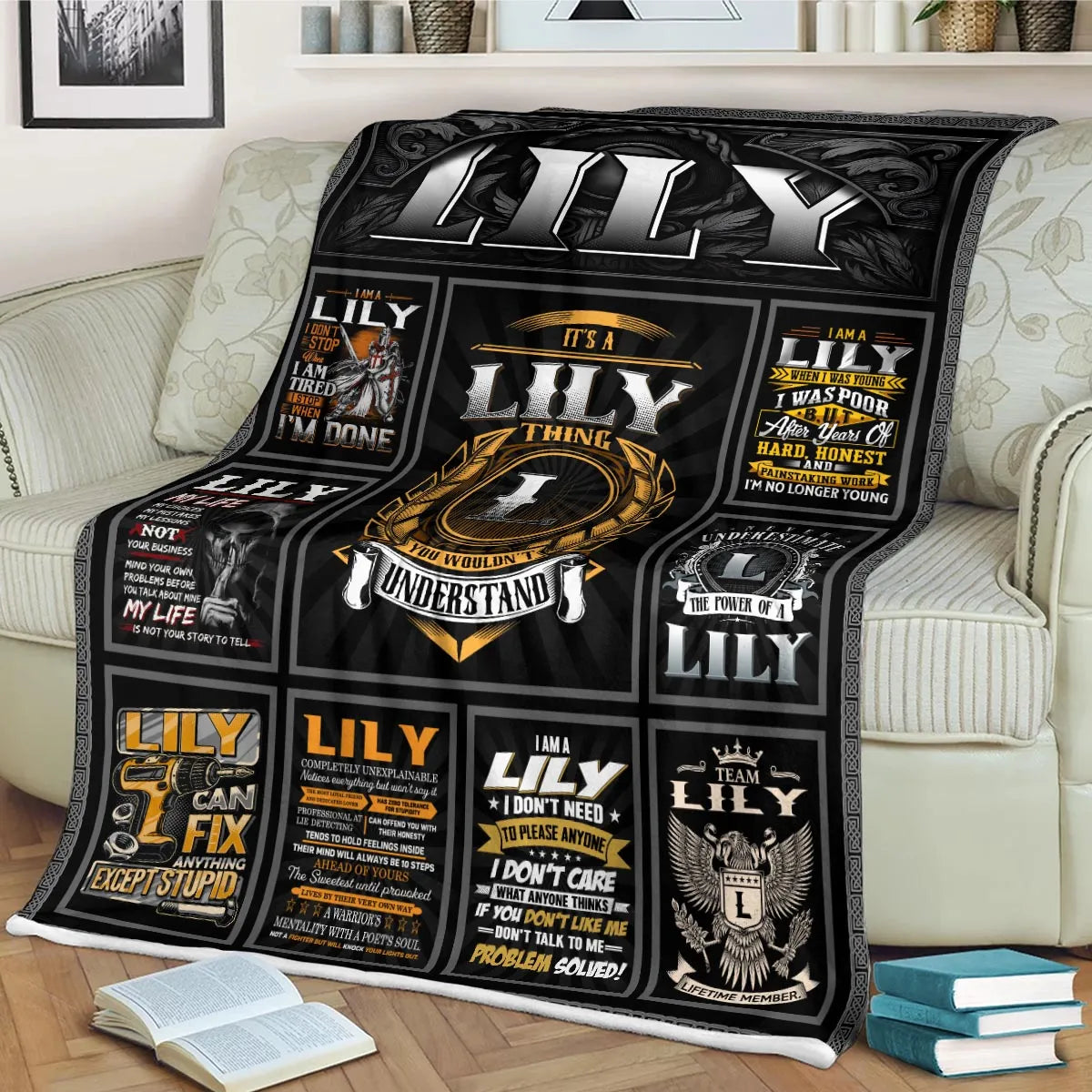 LILY Personalized Blanket | Custom Name Cozy Throw Gift 13K2-BK2