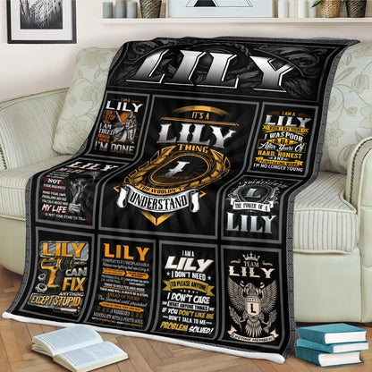 LILY Personalized Blanket | Custom Name Cozy Throw Gift 13K2-BK2