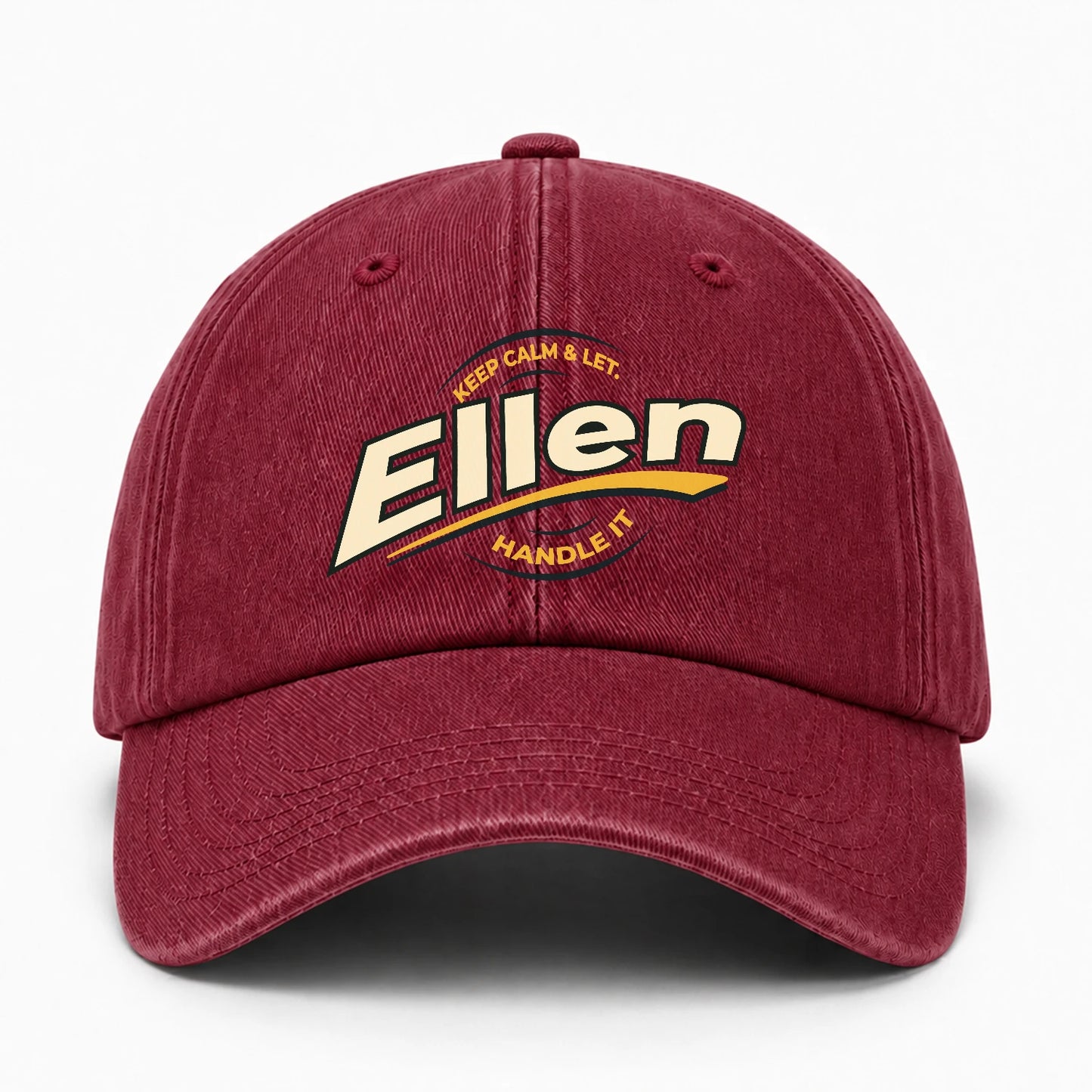 Keep Calm & Let Your Name Handle It Burgundy Washed Cap ELLEN 13K1 C105PF