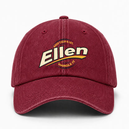 Keep Calm & Let Your Name Handle It Burgundy Washed Cap ELLEN 13K1 C105PF