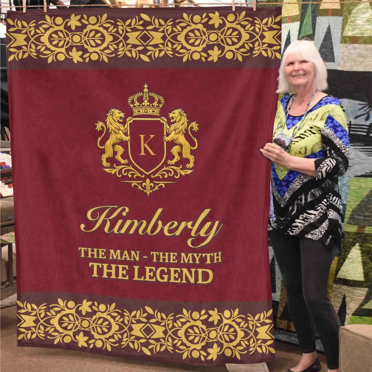 The Man The Myth The Legend Royal Red And Yellow Fleece Blanket KIMBERLY 13K1 BK05