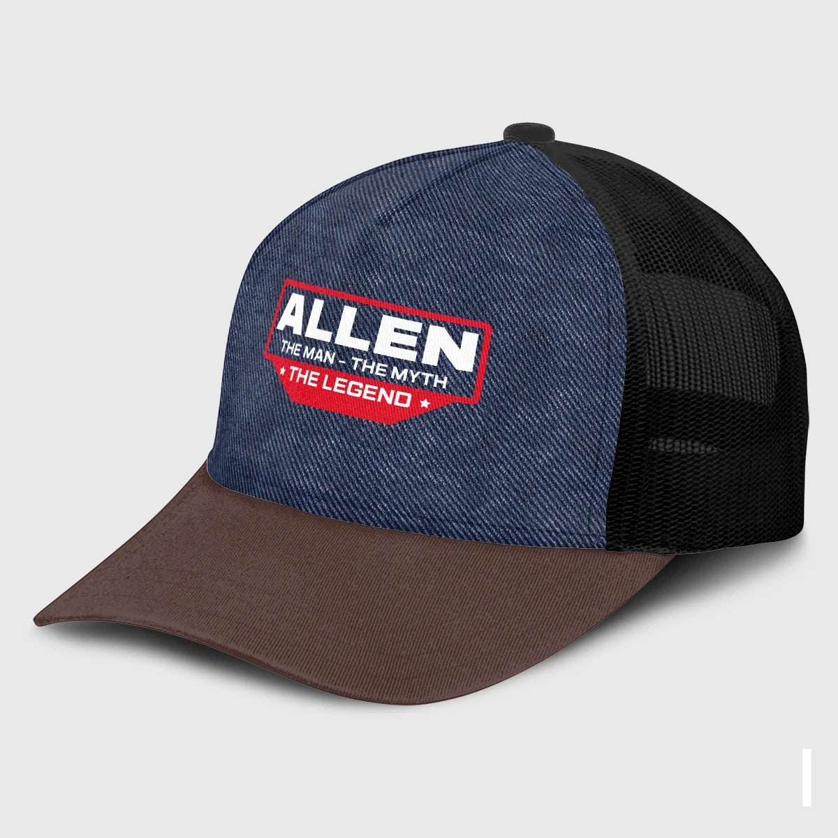 The Man The Myth The Legend Navy Brown And White Mesh Cap ALLEN 13K1 C200PF