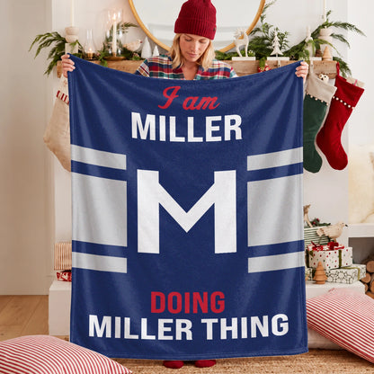 I'm Name Doing Name Things Navy Fleece Blanket MILLER 13K1 BK51